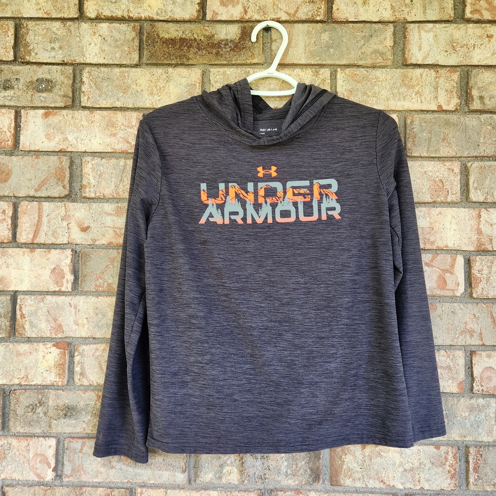 Under Armour Gray and Orange Long Sleeve Performance Tee
